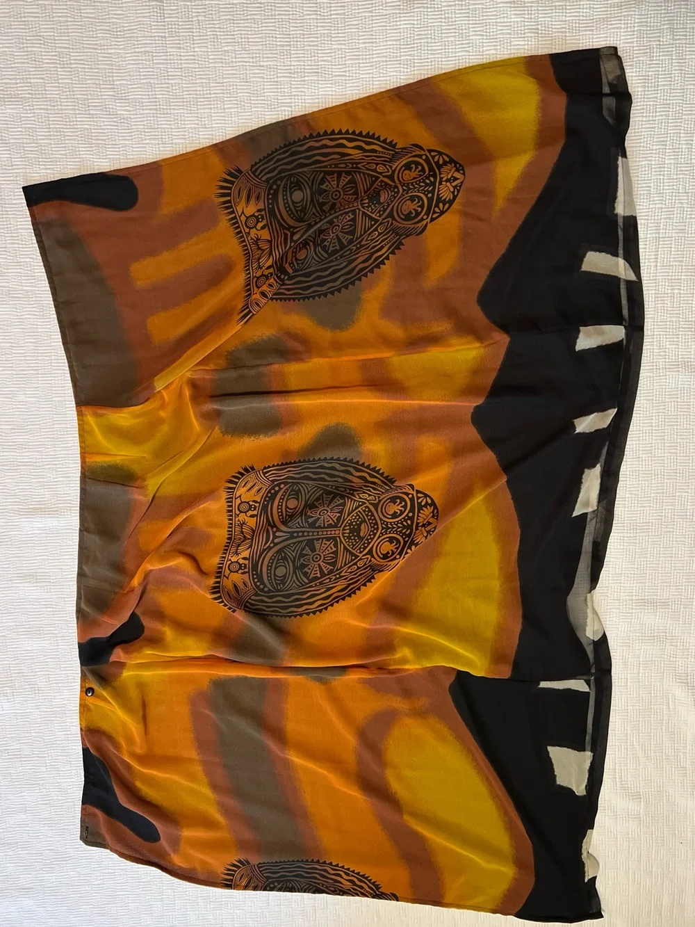 Alex Yu Sunset Ombre Tribal Print Midi Skirt